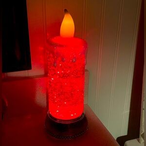 12” NWT Glitter Red Water Globe Flickering Light Candle Globe